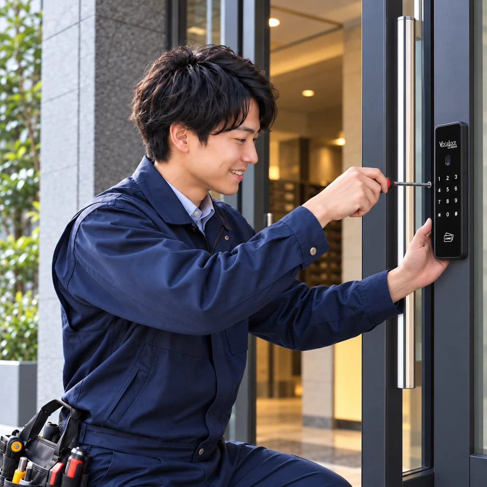 電子錠を取り付ける作業イメージ
