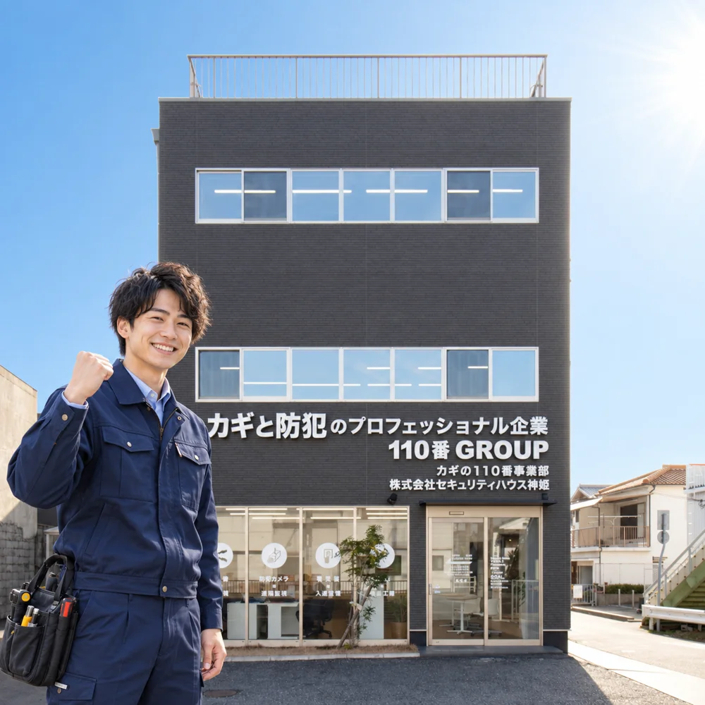 本社前のスタッフを表現したイメージ