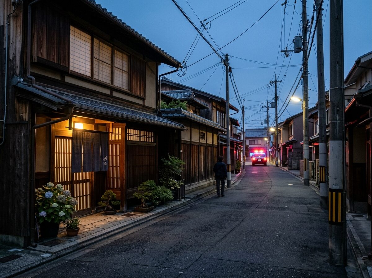 店舗兼住宅の防犯カメラと人感センサーライト