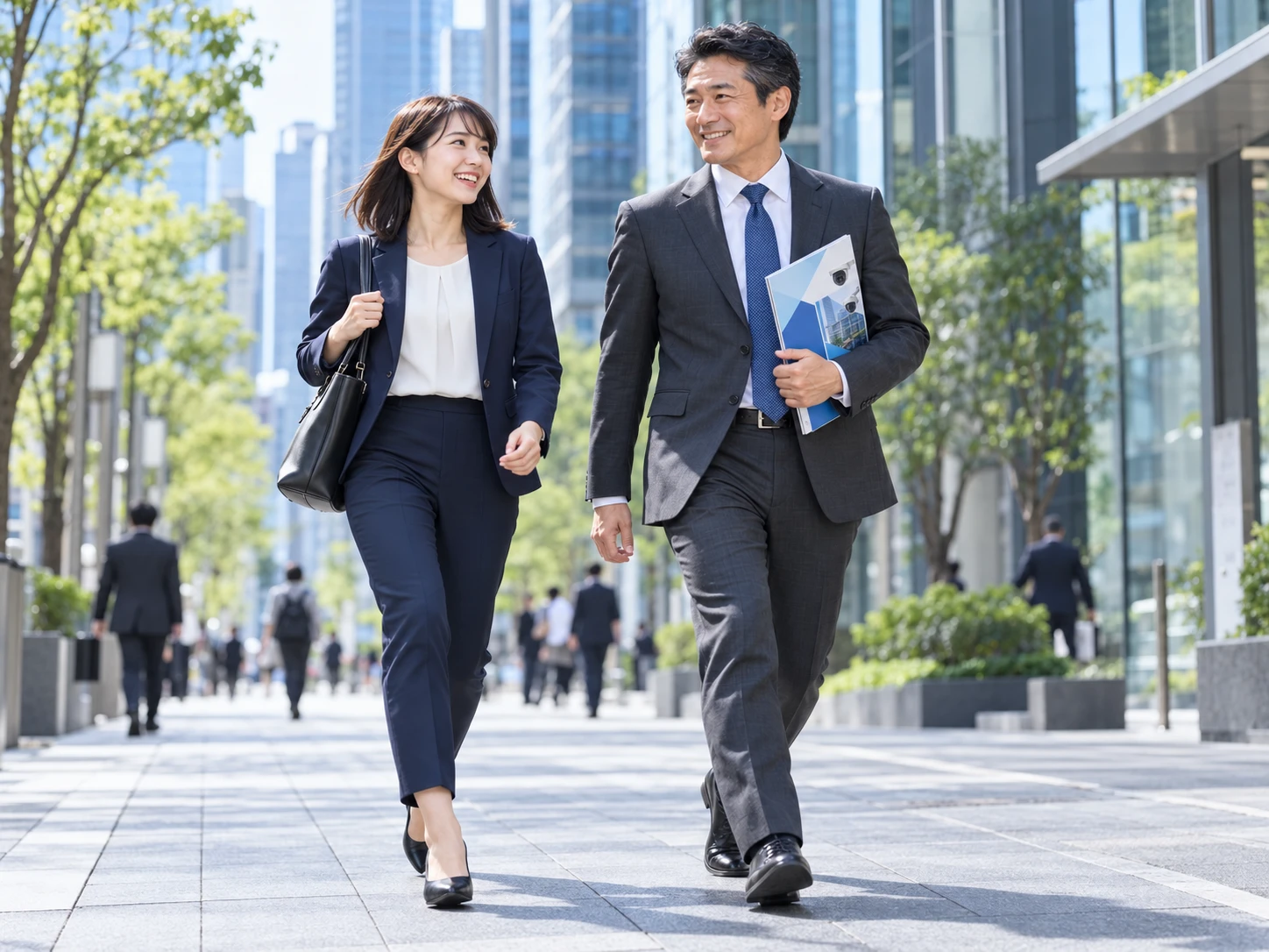 資料を持ってお客様先へ向かう営業同行のイメージ