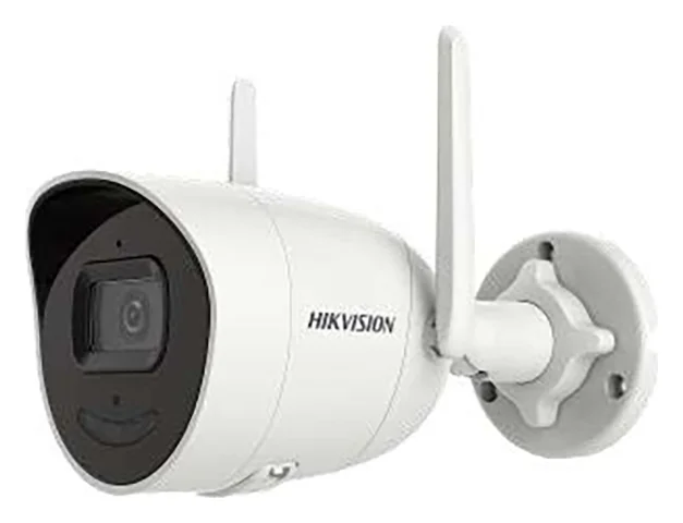 Wi-Fiアンテナ付きの白いバレット型防犯カメラ Hikvision DS-2CV2021G2-IDW